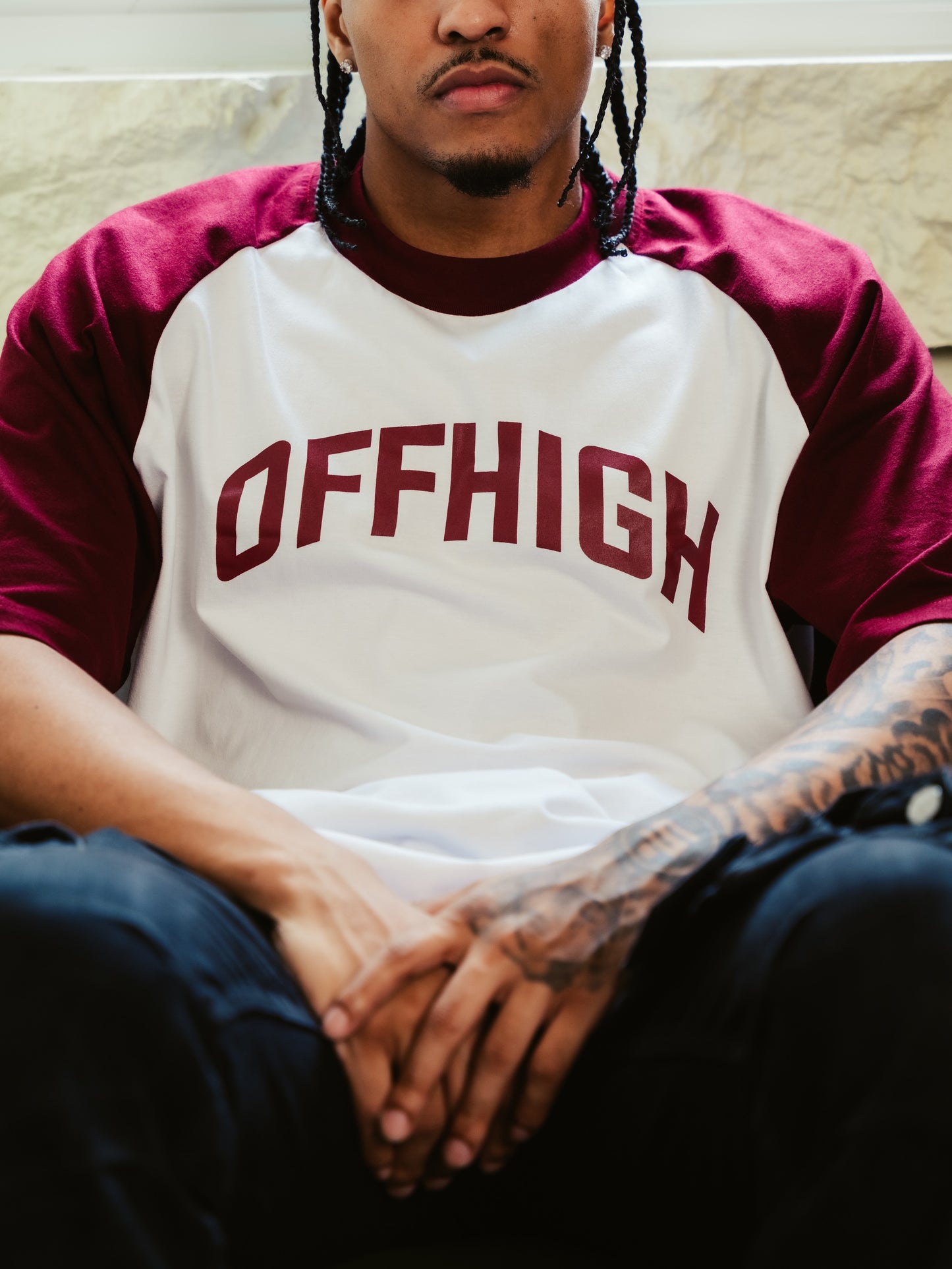 OFFHIGH RAGLAN WINE TSHIRT
