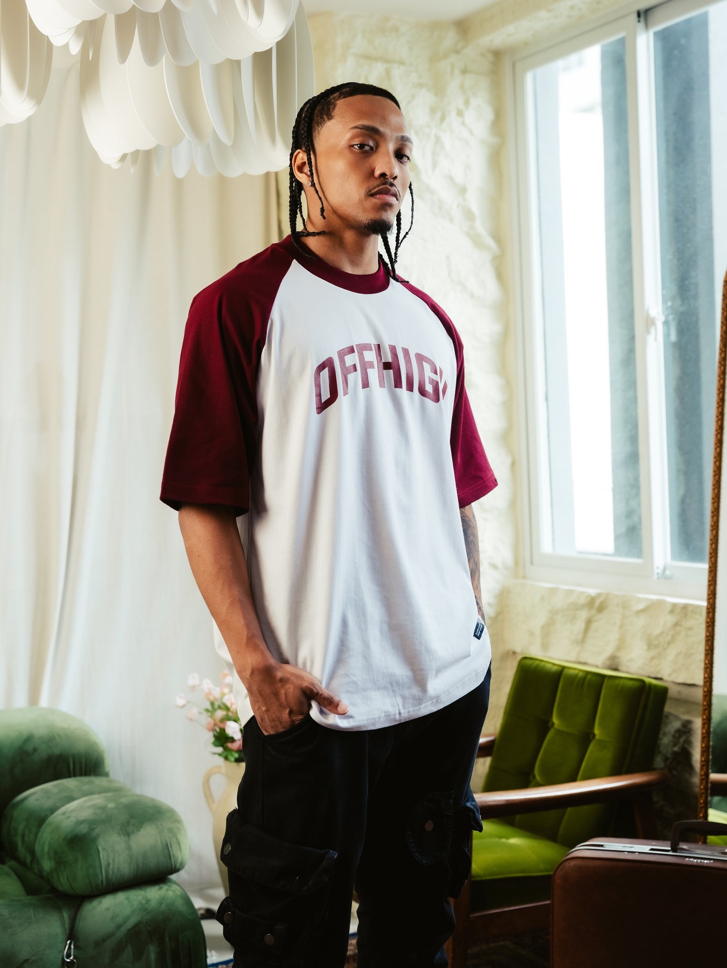 OFFHIGH RAGLAN WINE TSHIRT