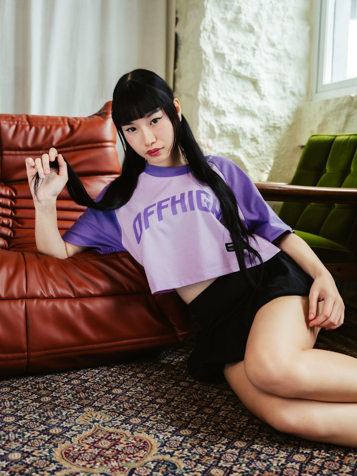 OFFHIGH RAGLAN SYRINGA CROP TSHIRT