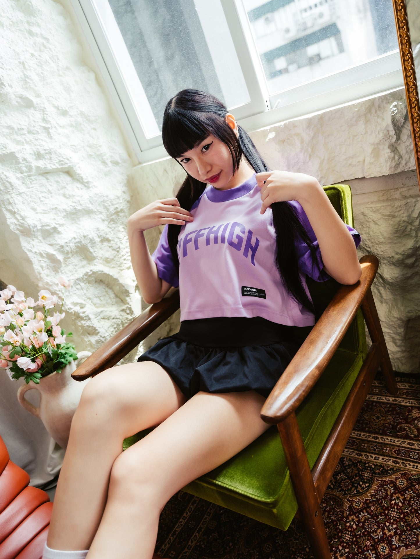 OFFHIGH RAGLAN SYRINGA CROP TSHIRT