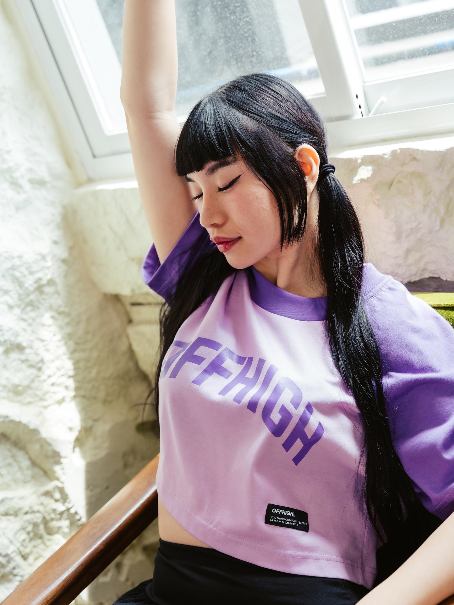 OFFHIGH RAGLAN SYRINGA CROP TSHIRT