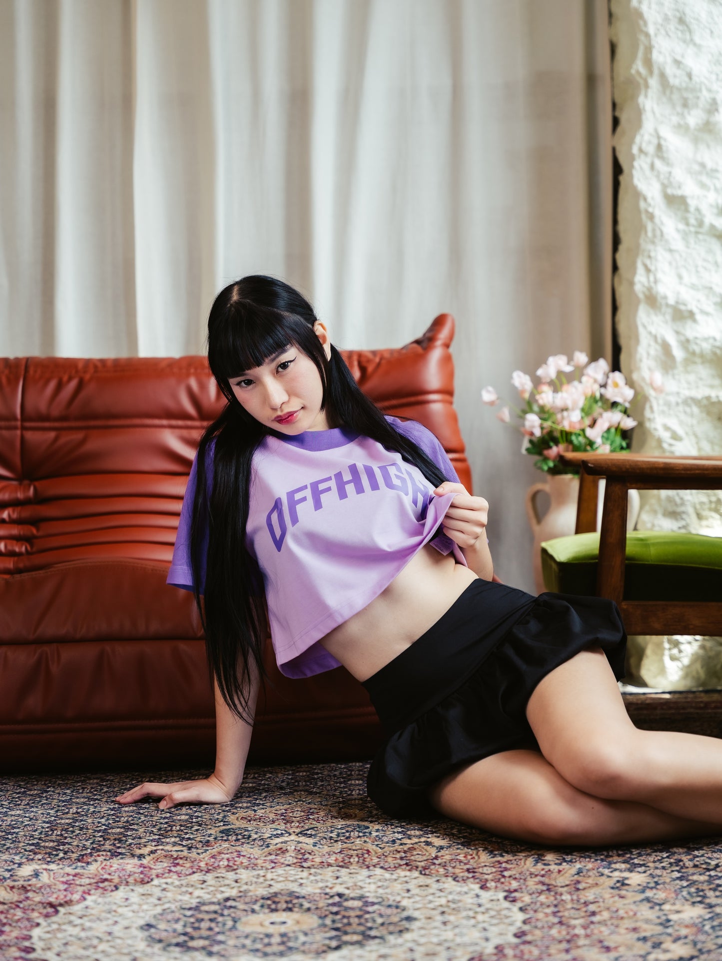 OFFHIGH RAGLAN SYRINGA CROP TSHIRT