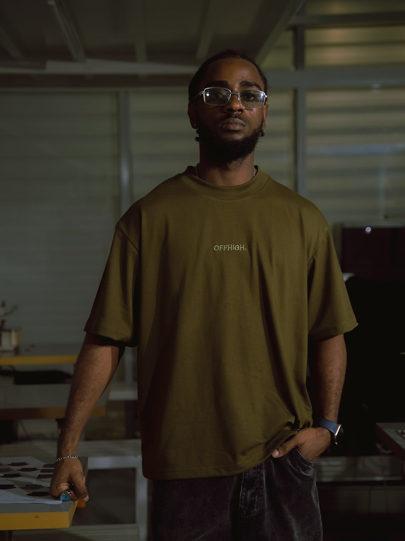 OFFHIGH SHADOW THREAD FATIGUE TSHIRT (BOXY FIT)