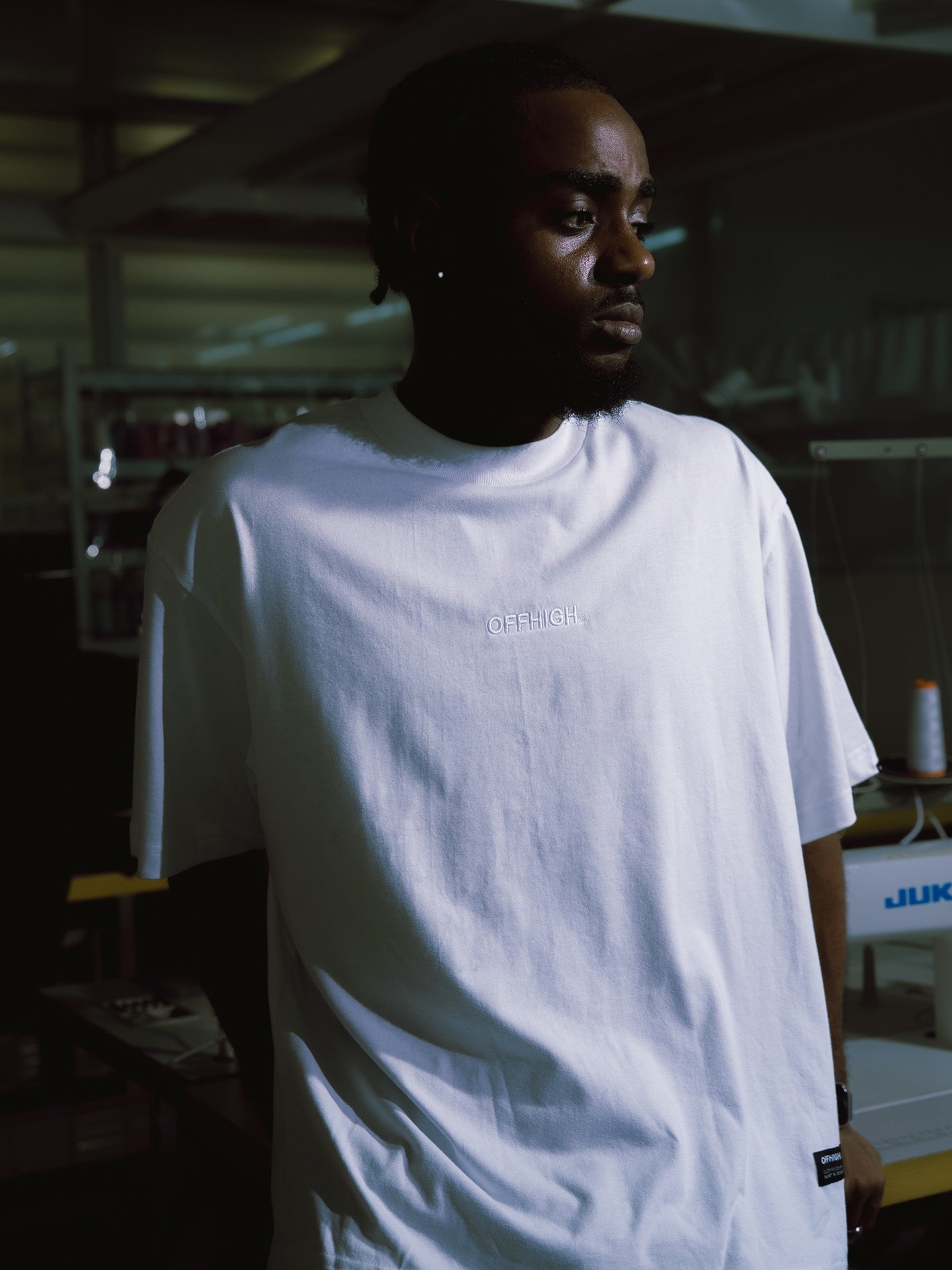 OFFHIGH SHADOW THREAD WHITE TSHIRT (BOXY FIT)