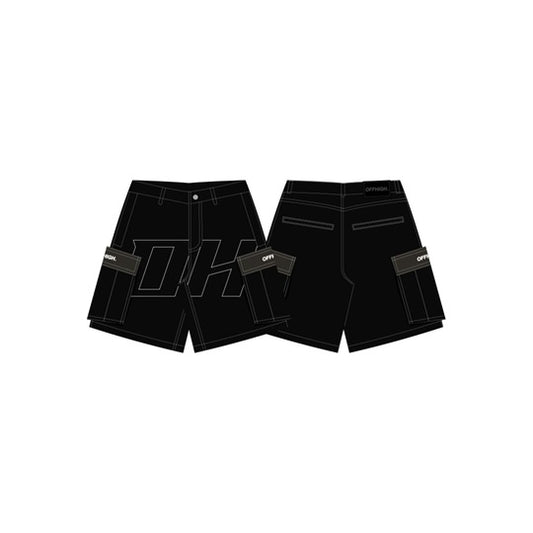 OFFHIGH SHIMMER BLACK CARGO SHORTS