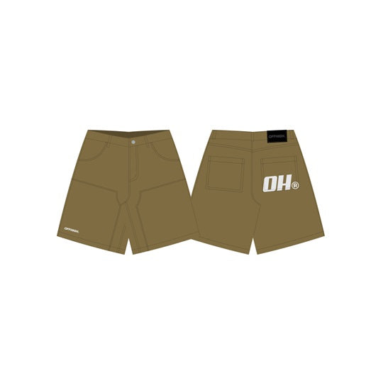 OFFHIGH CRUX KHAKI DOUBLE KNEE SHORTS