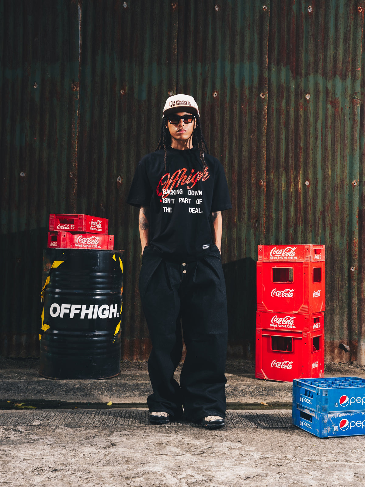 OFFHIGH BACKING DOWN BLACK TSHIRT