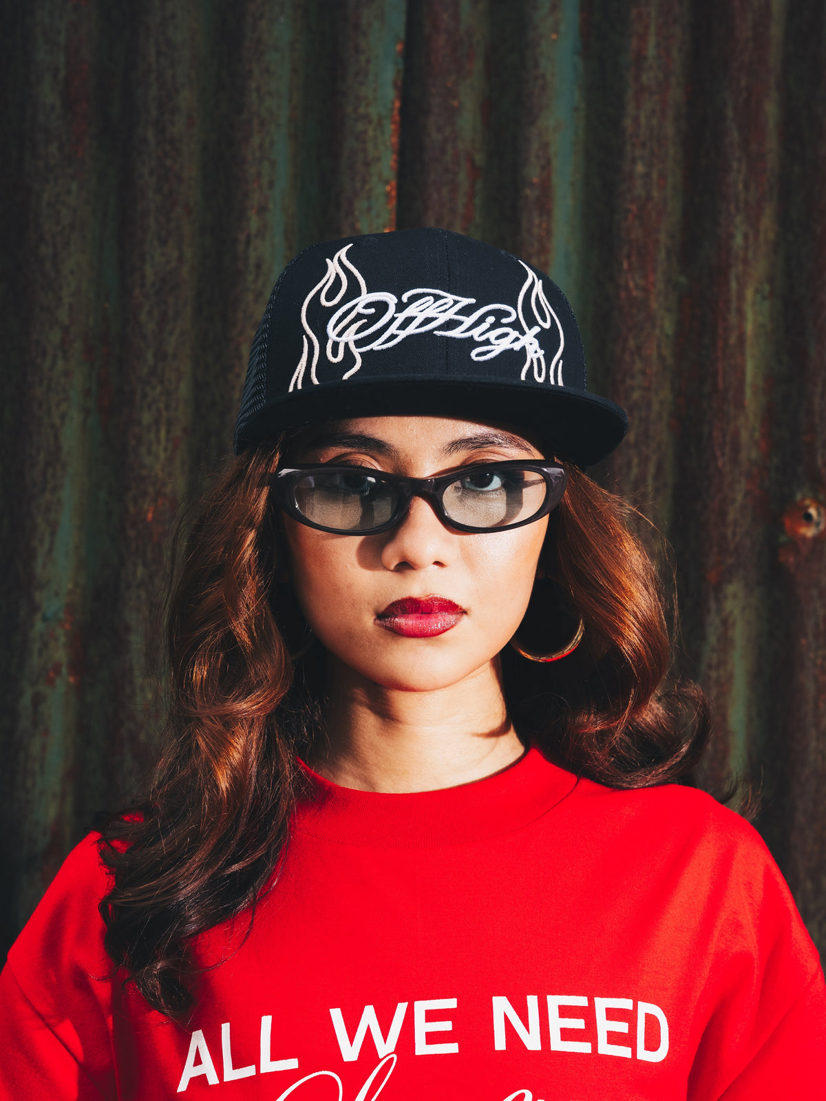 OFFHIGH FLAMES BLACK TRUCKER CAP