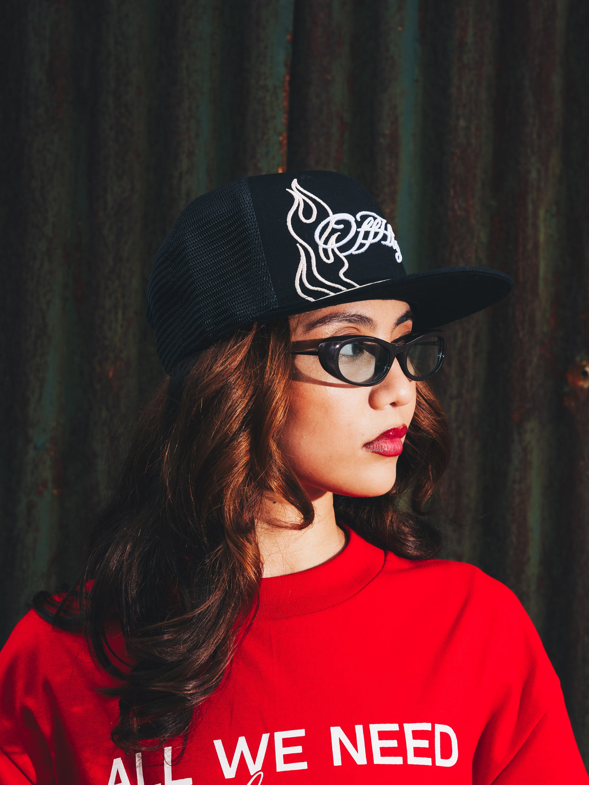 OFFHIGH FLAMES BLACK TRUCKER CAP
