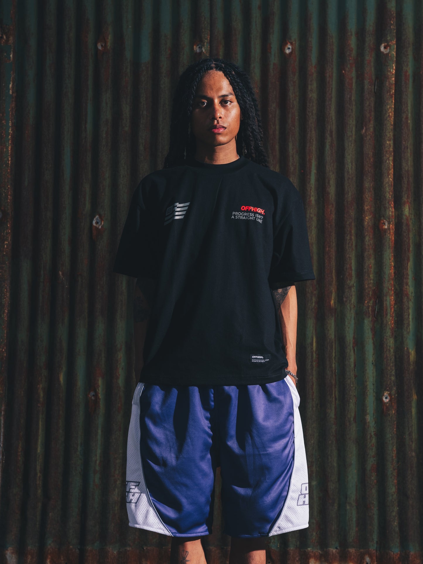 OFFHIGH ROUTINE BLUE MESH SHORT