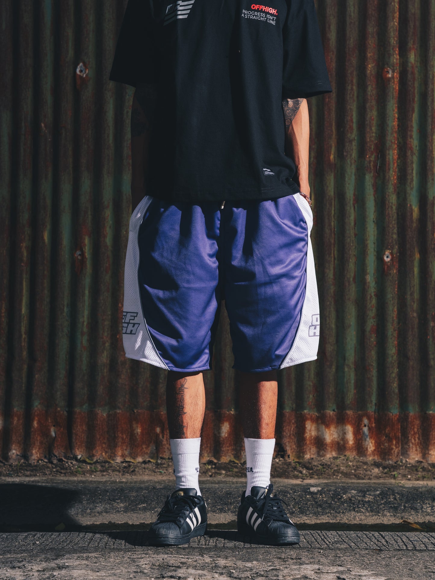 OFFHIGH ROUTINE BLUE MESH SHORT