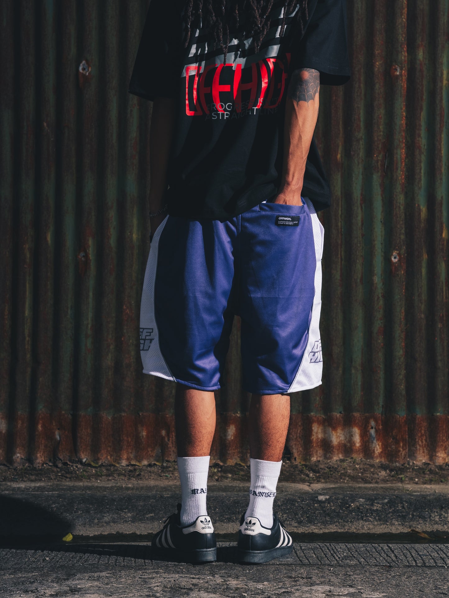 OFFHIGH ROUTINE BLUE MESH SHORT