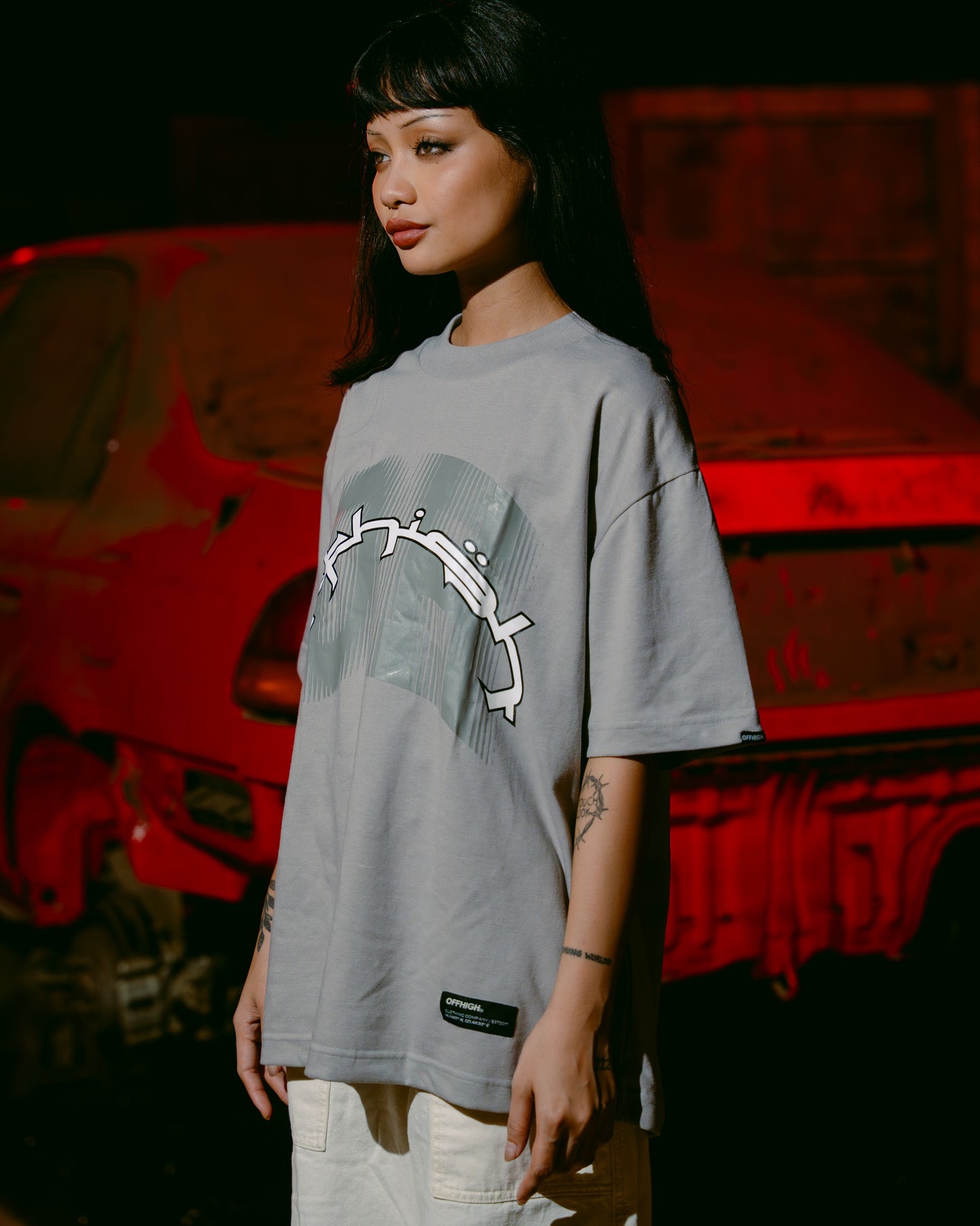 OFFHIGH UPRISE GRAY TSHIRT