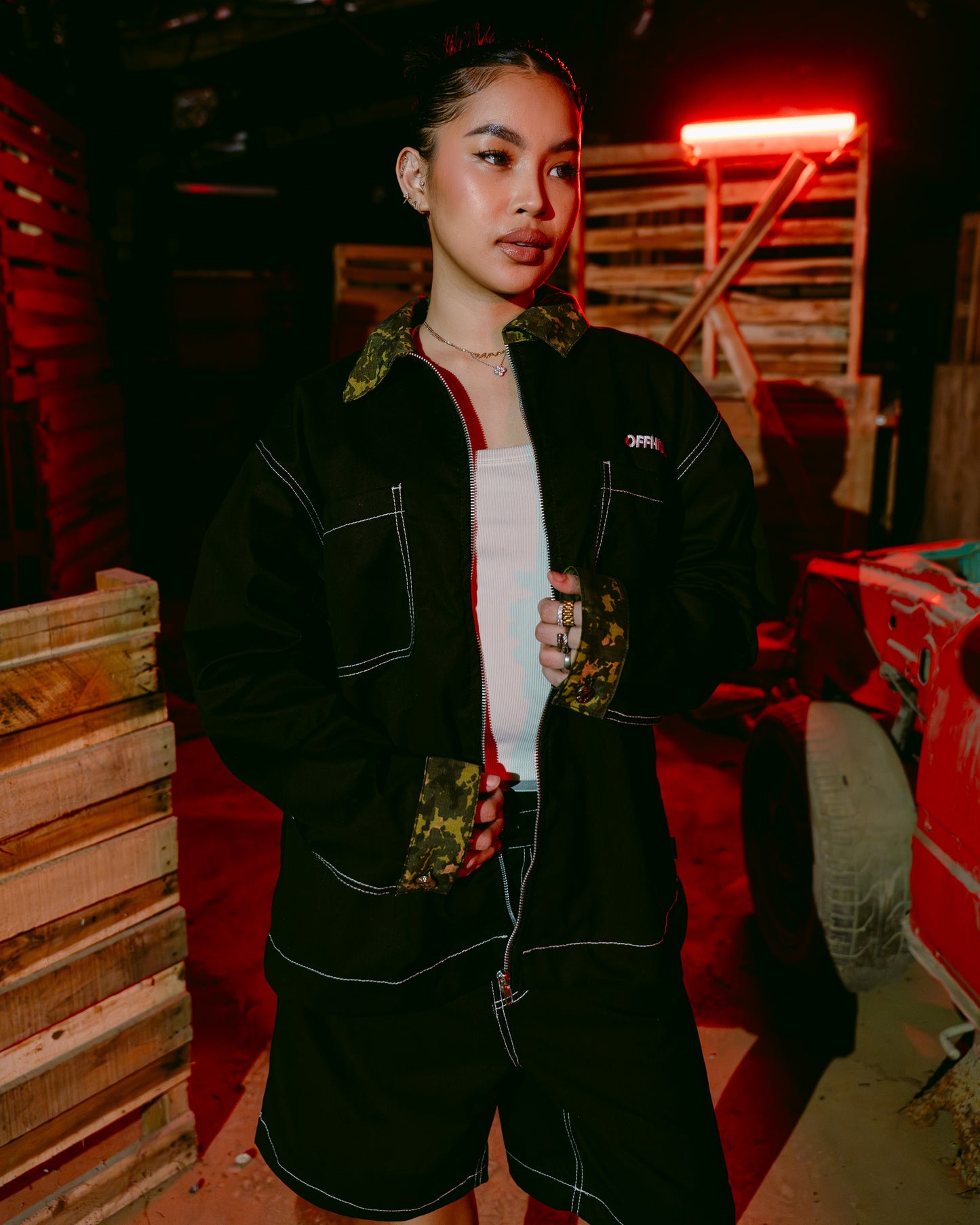 OFFHIGH RIOT WORK ZIP BLACK JACKET