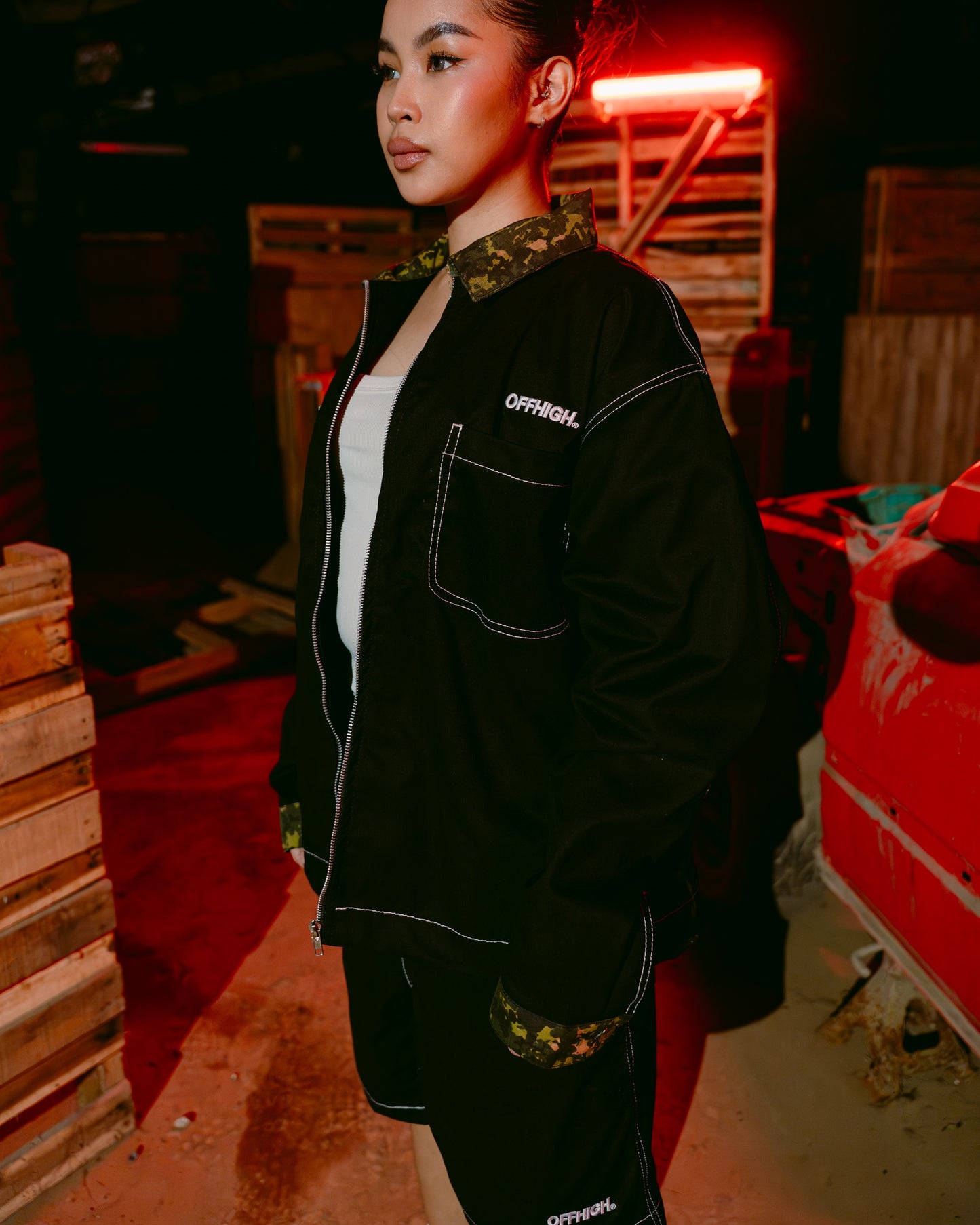 OFFHIGH RIOT WORK ZIP BLACK JACKET