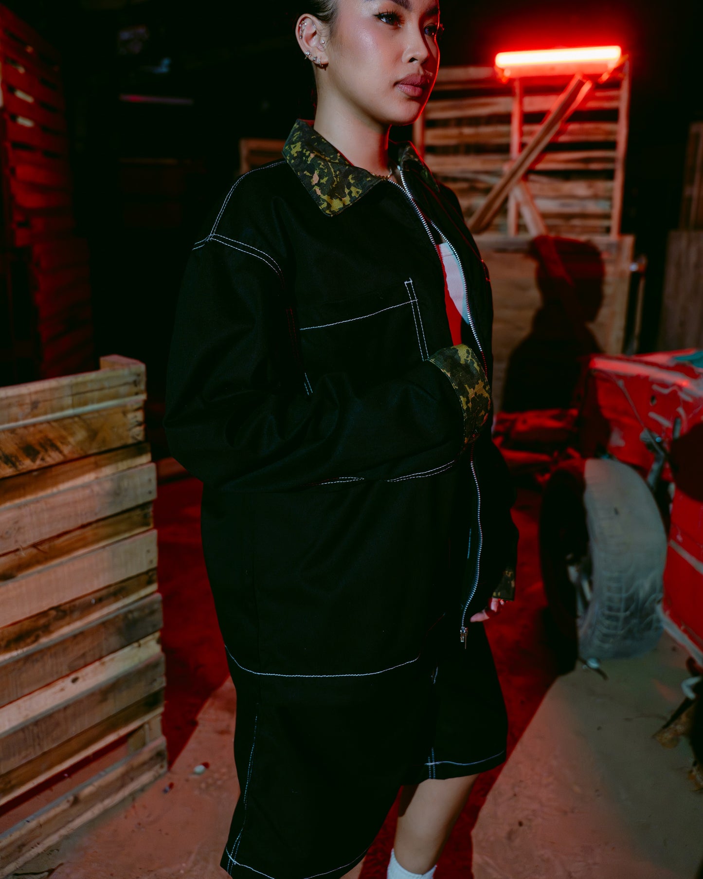 OFFHIGH RIOT WORK ZIP BLACK JACKET