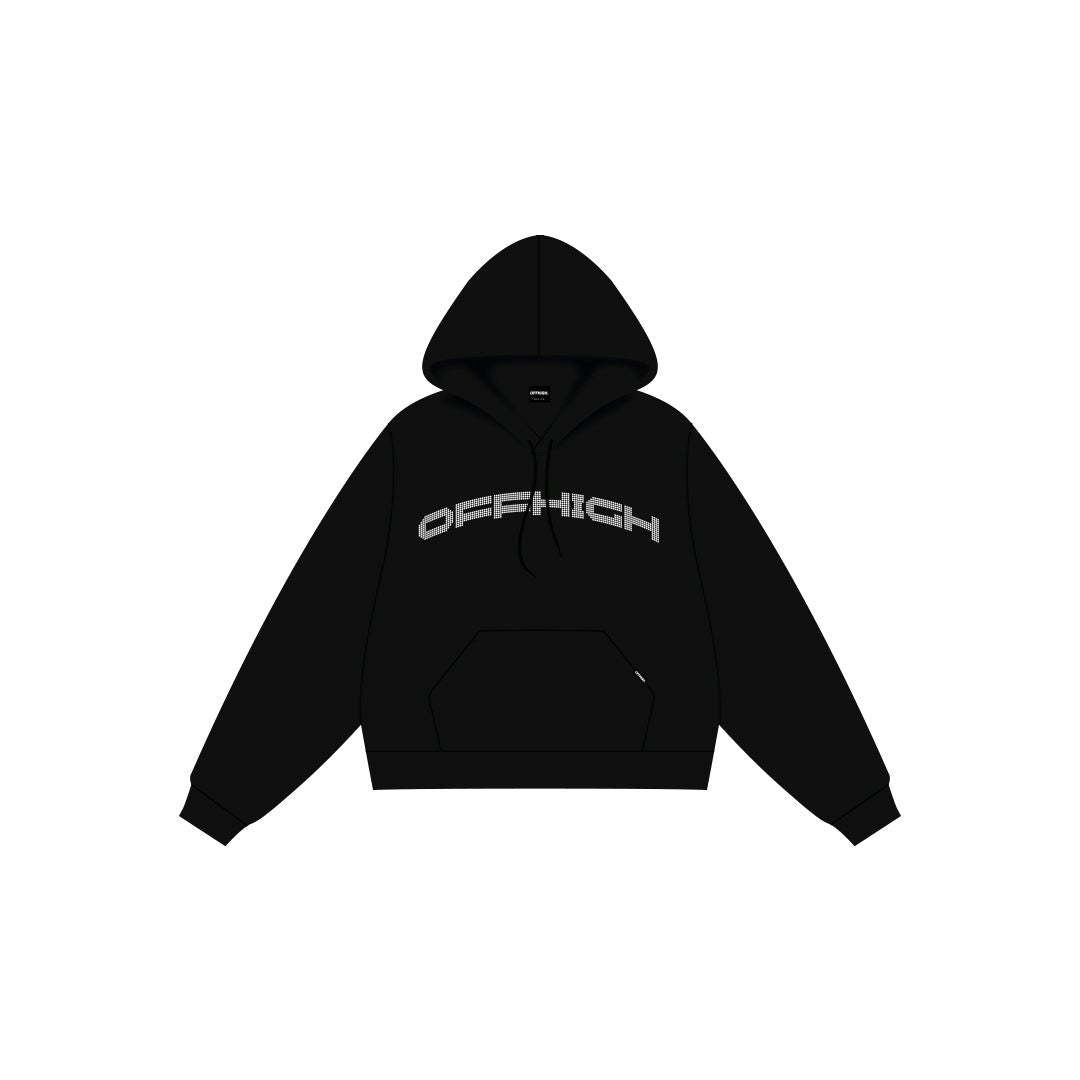 OFFHIGH RHINESTONES BLACK HOODIE