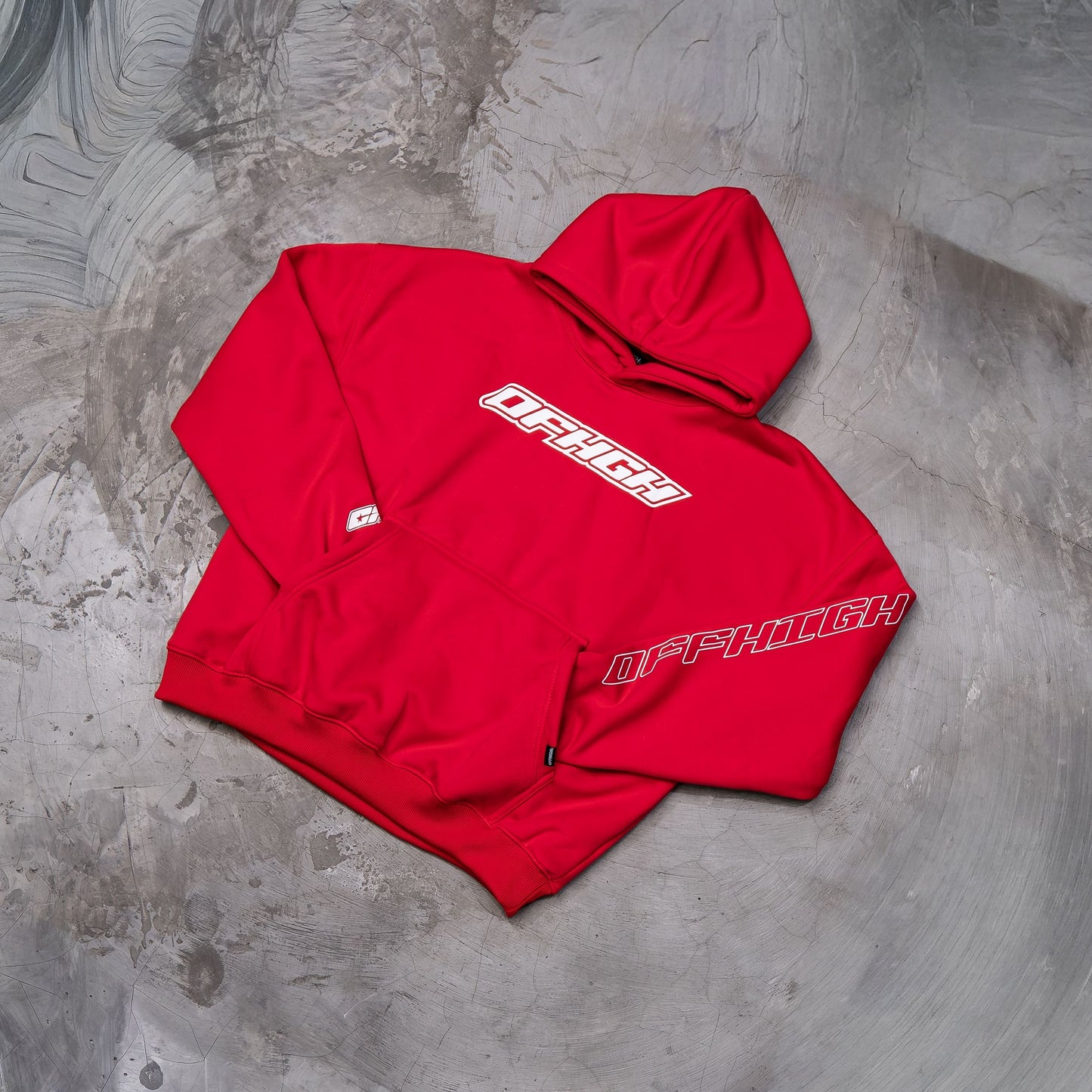 OFFHIGH LAID BACK RED HOODIE