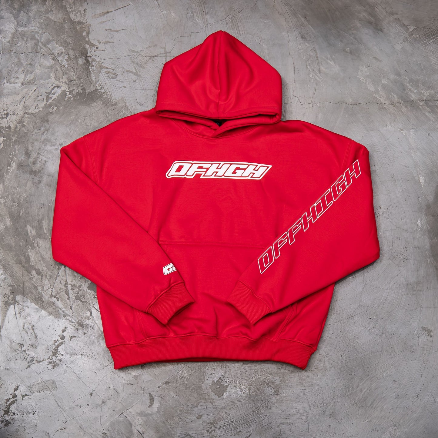 OFFHIGH LAID BACK RED HOODIE