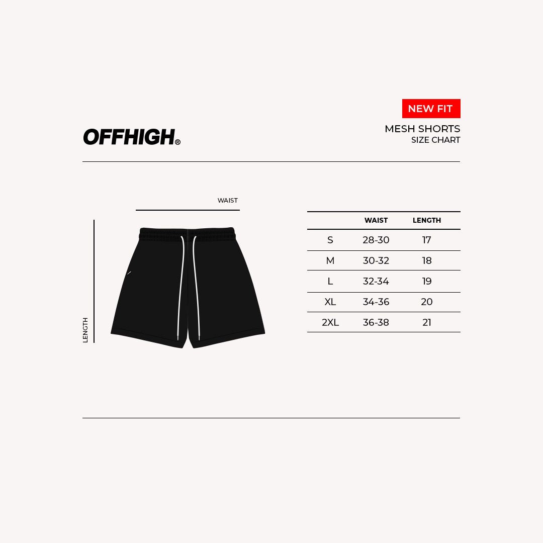 OFFHIGH SCRIPT BLACK MESH SHORT (NEW FIT)