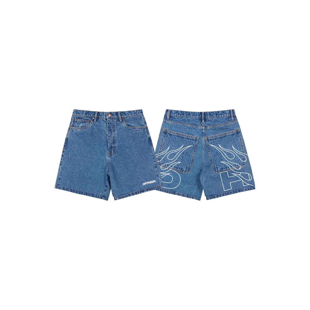 OFFHIGH FIRE BLUE DENIM SHORTS
