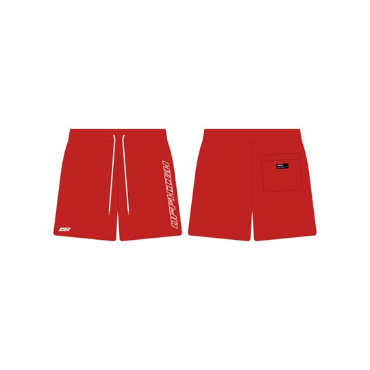 OFFHIGH LAID BACK RED SWEAT SHORTS