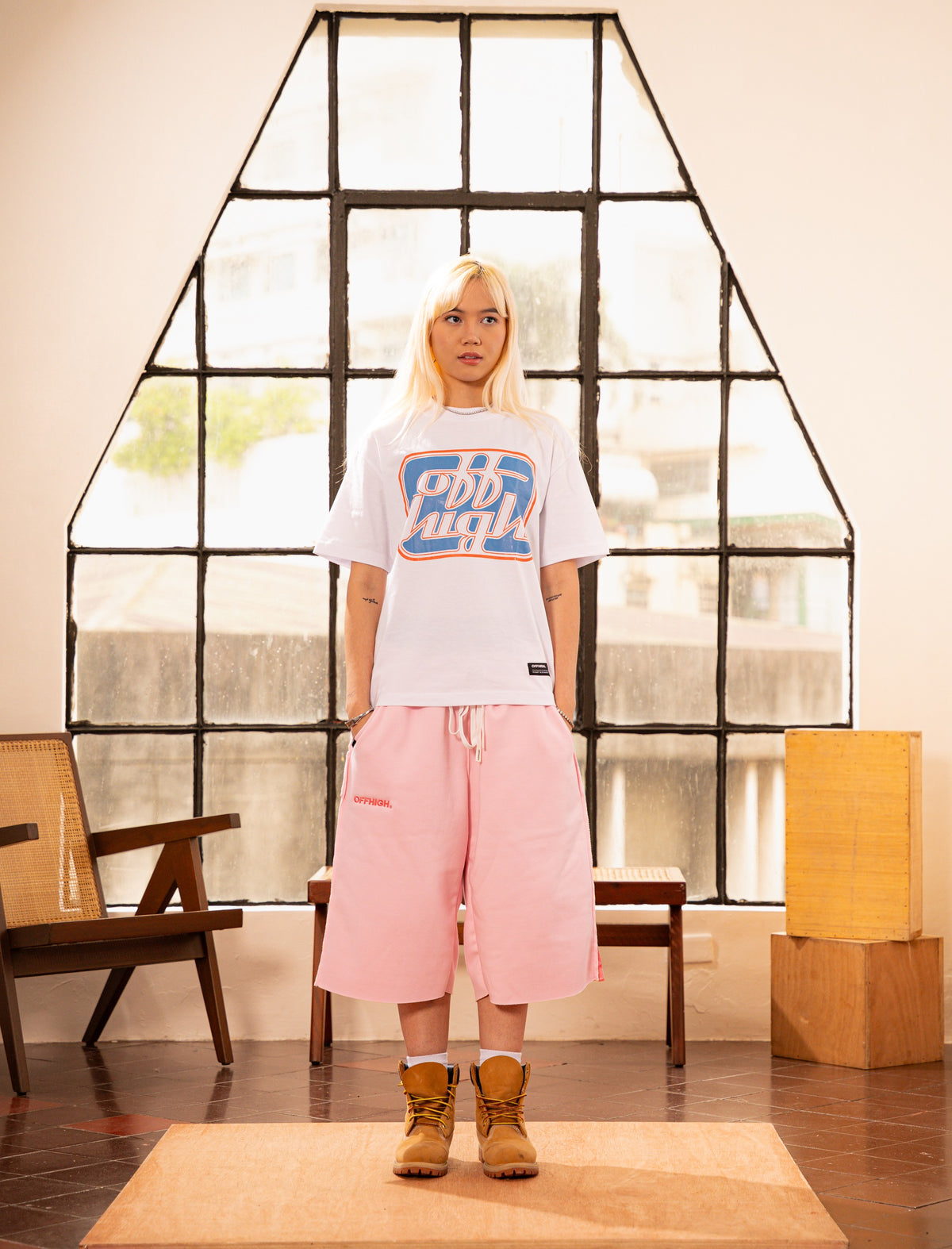 OFFHIGH CAMOU PINK BAGGY SHORTS
