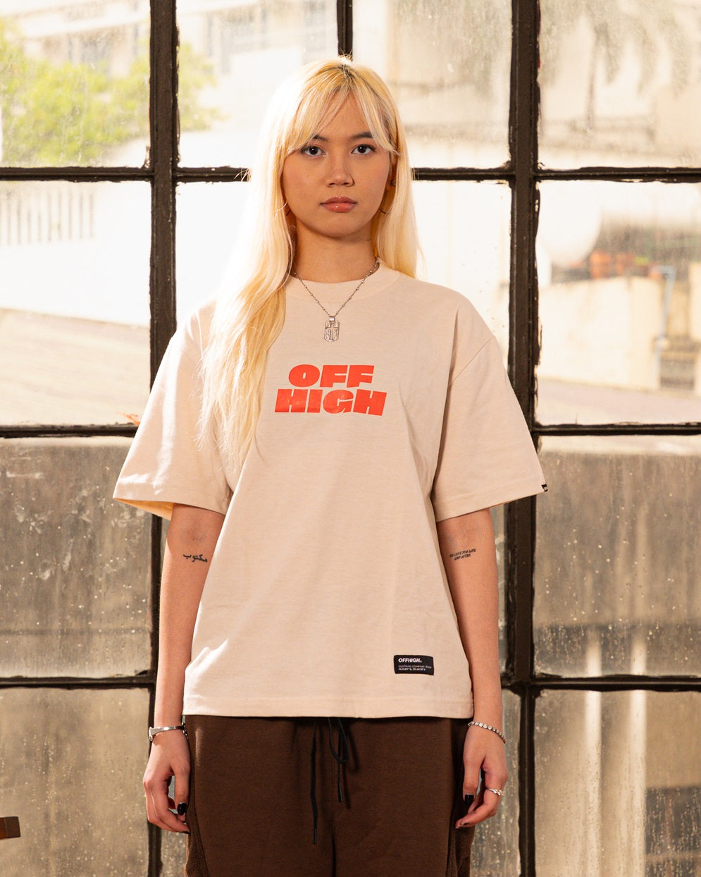 OFFHIGH STAY LOW BEIGE TSHIRT