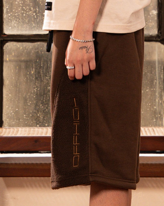 OFFHIGH TRACKS BROWN SWEATSHORTS