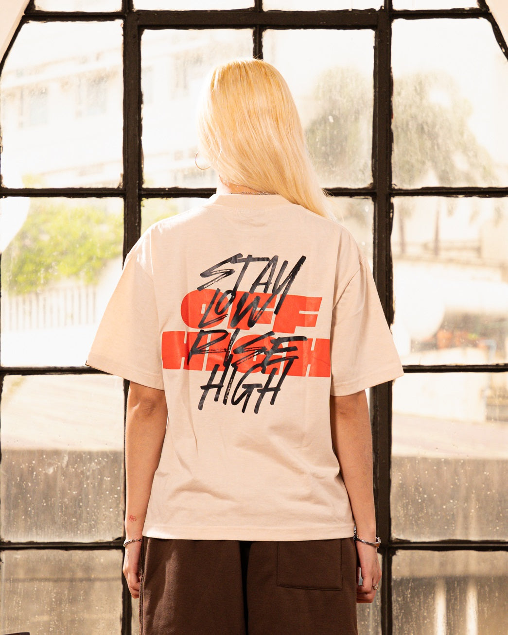 OFFHIGH STAY LOW BEIGE TSHIRT