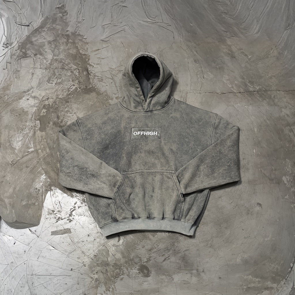OFFHIGH PAISLEY BOXED ACID WASHED HOODIE