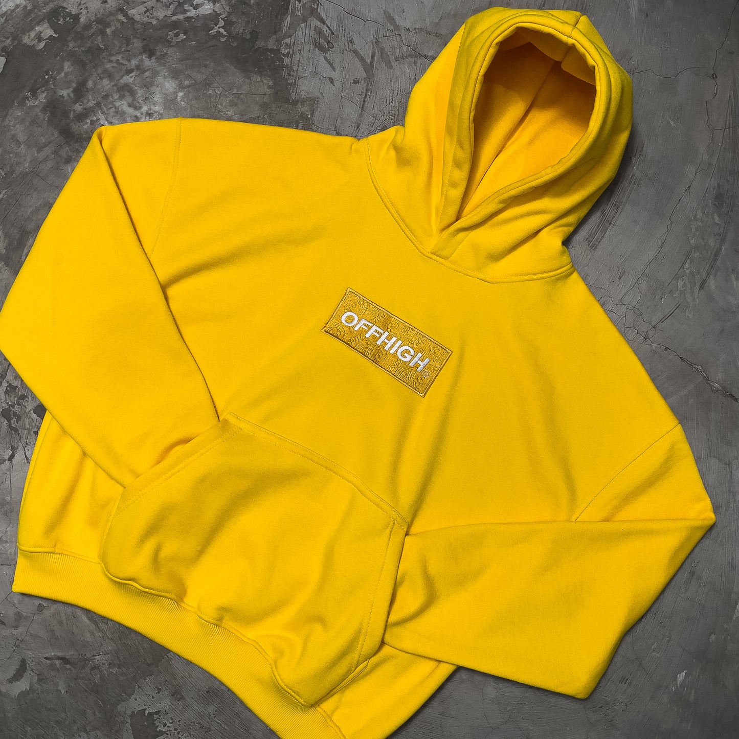 OFFHIGH PAISLEY BOXED YELLOW HOODIE