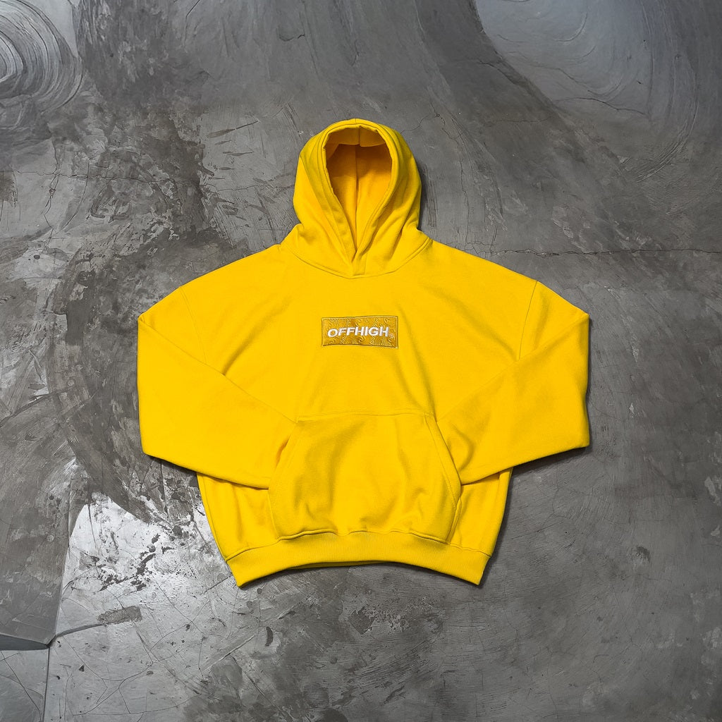 OFFHIGH PAISLEY BOXED YELLOW HOODIE