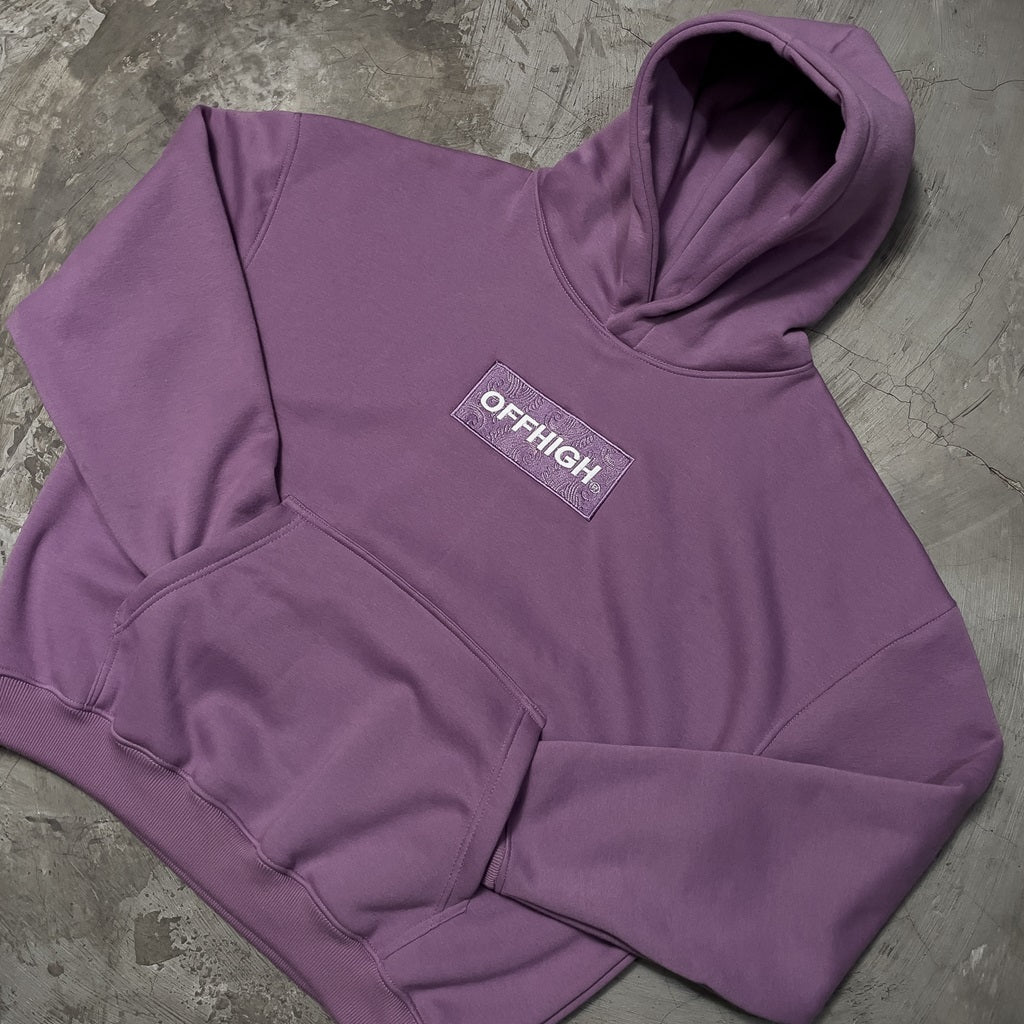 OFFHIGH PAISLEY BOXED PURPLE HOODIE