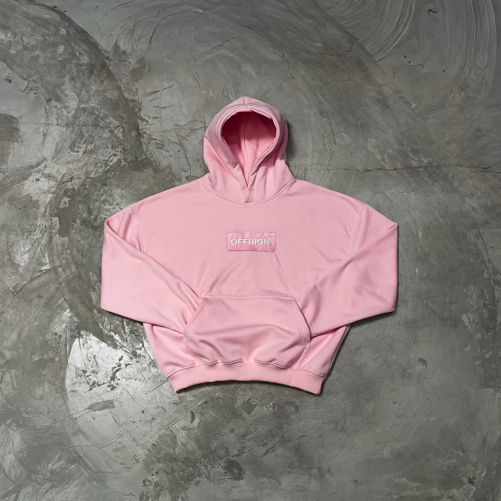 OFFHIGH PAISLEY BOXED PINK HOODIE