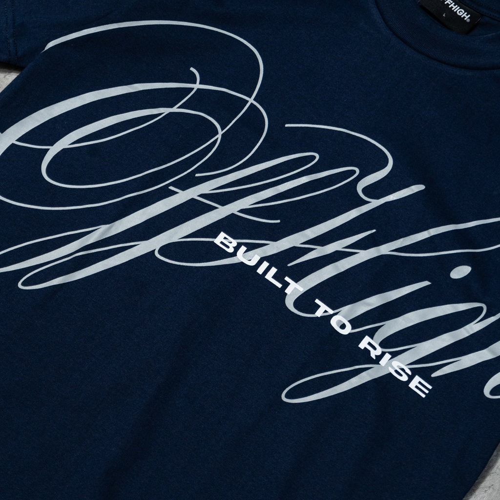 OFFHIGH BUILT TO RISE NAVY BLUE TSHIRT
